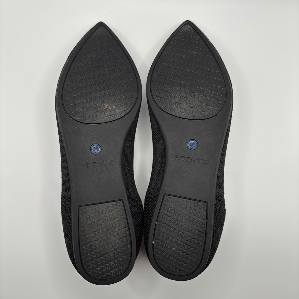 Rothy's Black Pointed Toe Flats with Blue Trim - Picture 6 of 11